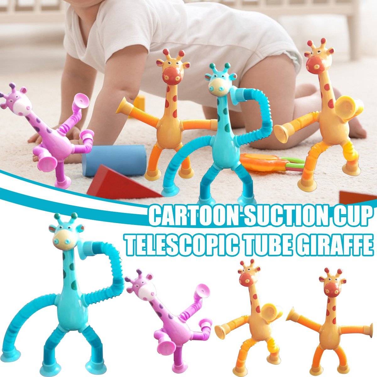 Giraffe Tubes Sensory Toys Novelty Spring Fidget Toy Stretch Tube Stress Relief Toy For Kid Birthday Gift Party Favors