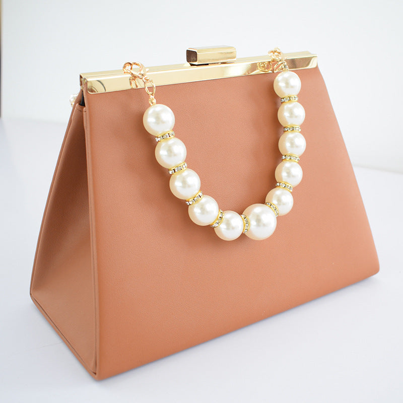 European And American Pearl Chain Shoulder Bag Sheepskin Pattern