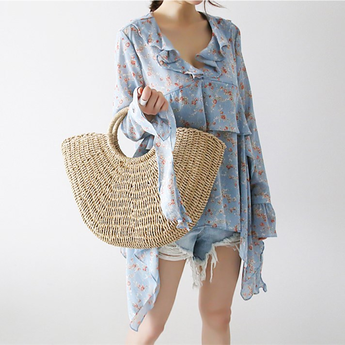 Baggage lady''s handbag paper rope knitting wrapping straw wrapping ins fire lady bag Korean bag summer beach vacation bag