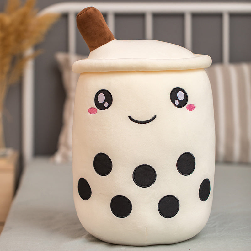 Unique Soft Teddy Plush Boba Milk Tea Plushie Toy Stuffed Fruit Shape Taste Milk Tea Hug Pillow Balls Boba Tea Cup Cushion Kids