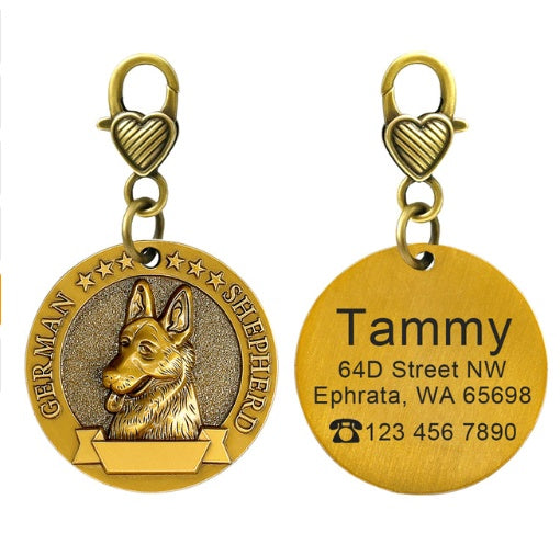 New dog identity card custom lettering tag Jin Mao Teddy dog bronze dog anti-lost pet brand