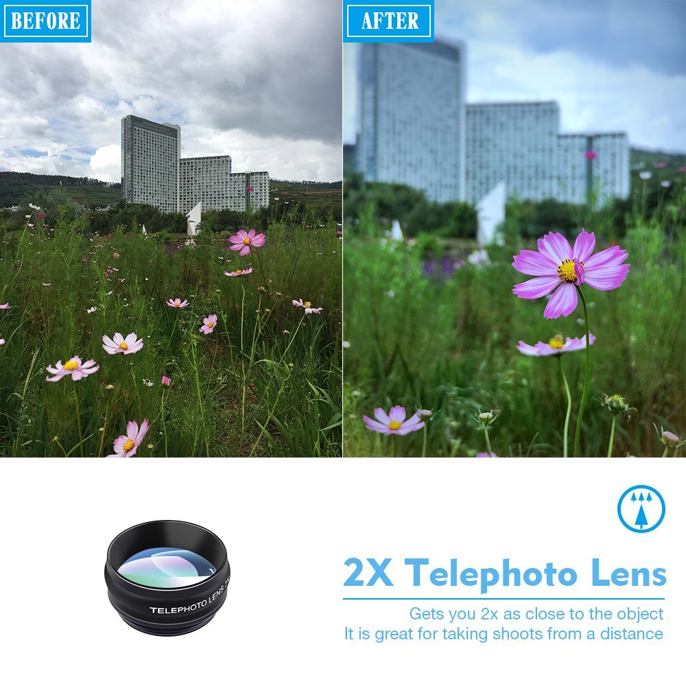 APEXEL Phone Lens Kit Universal 10 In 1 Fisheye Wide Angle Macro Lens CPL Filter Kaleidoscope 2X Telescope Lens For Smartphone