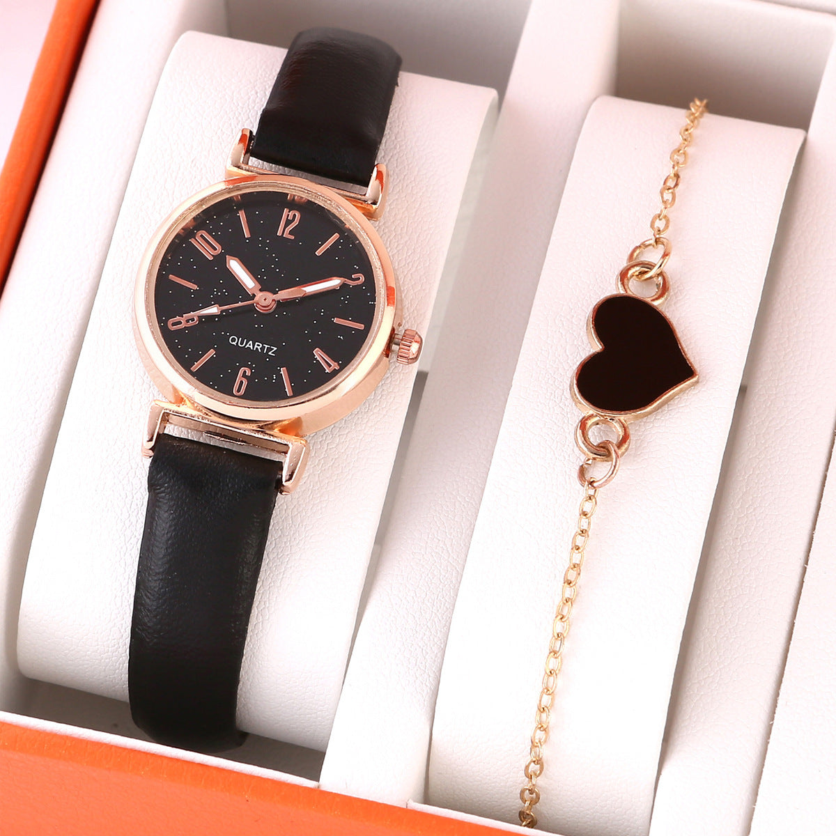 Lady Temperament Heart Bracelet Quartz Watch Suit