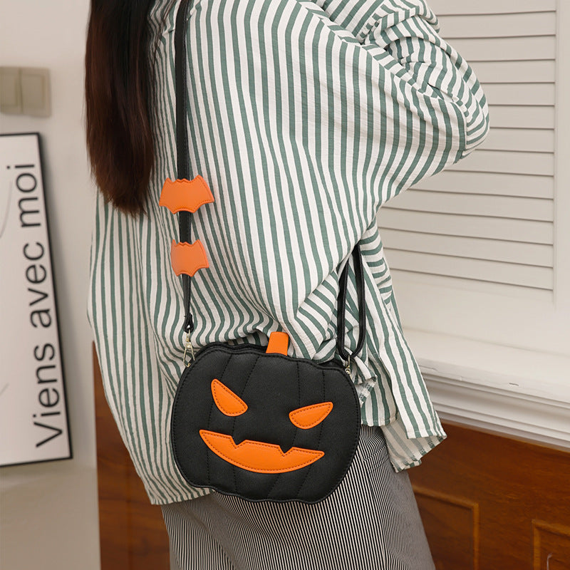 2025 Halloween Bags Funny Pumpkin Cartoon Shoulder Crossbody Bag With Bat Personalized Creative Female Bag