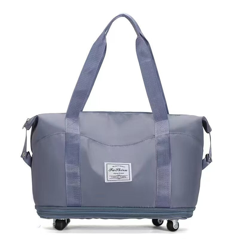 Large Capacity Travel Bag Folding Dry Wet Separation Luggage Bag With Wheels