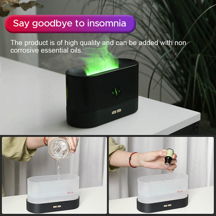 2025 Best Selling USB Ultrasonic Flame Humidifier Led RGB Colorful Essential Oil Fire Flame Aroma Diffuser