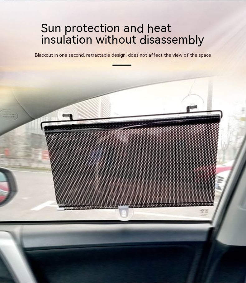 Car Automatic Winding Automatic Retractable Thermal Insulation Shutter Silver Laser Car Sunshade