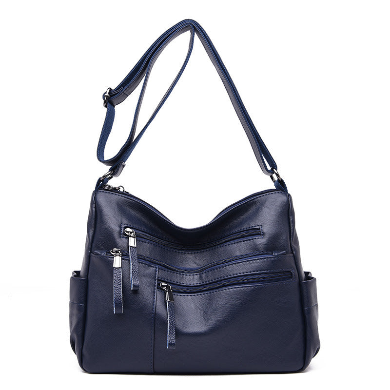 Casual soft leather diagonal bag