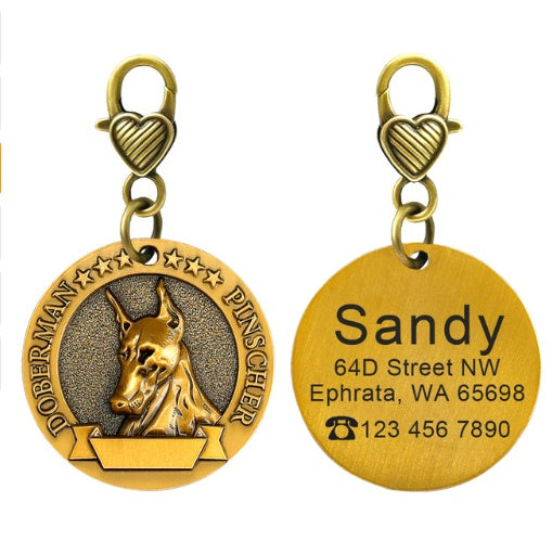 New dog identity card custom lettering tag Jin Mao Teddy dog bronze dog anti-lost pet brand