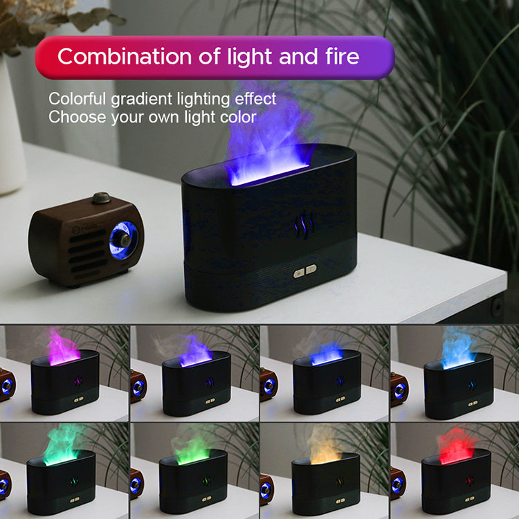 2025 Best Selling USB Ultrasonic Flame Humidifier Led RGB Colorful Essential Oil Fire Flame Aroma Diffuser