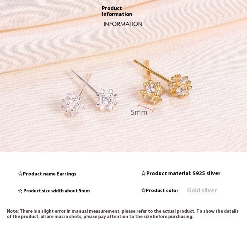 Fashion Snowflake Crystal Net Jacinth Ear Bone Stud