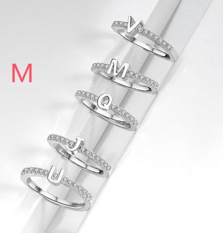 S925 Sterling Silver New Style Micro-inlaid Letters Ring