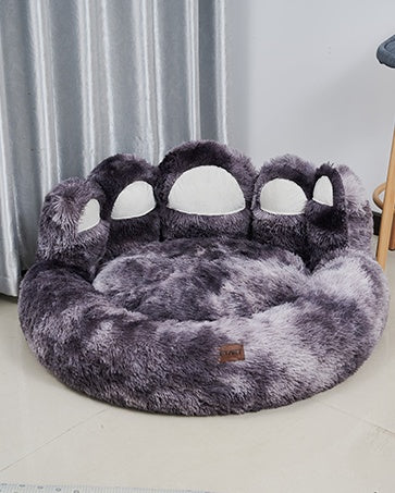 Thickened Warm Kennel For Pets With Bear Paw Shape House - Teddy Kennel With Removable Washable Cat Fluffy Dog Bed Mat For Deep Sleeping - Keeping Warm