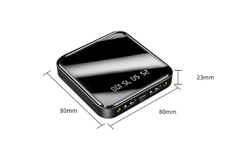 Mini Power Bank 20000 MAh Portable Mirror Digital Display Power Bank