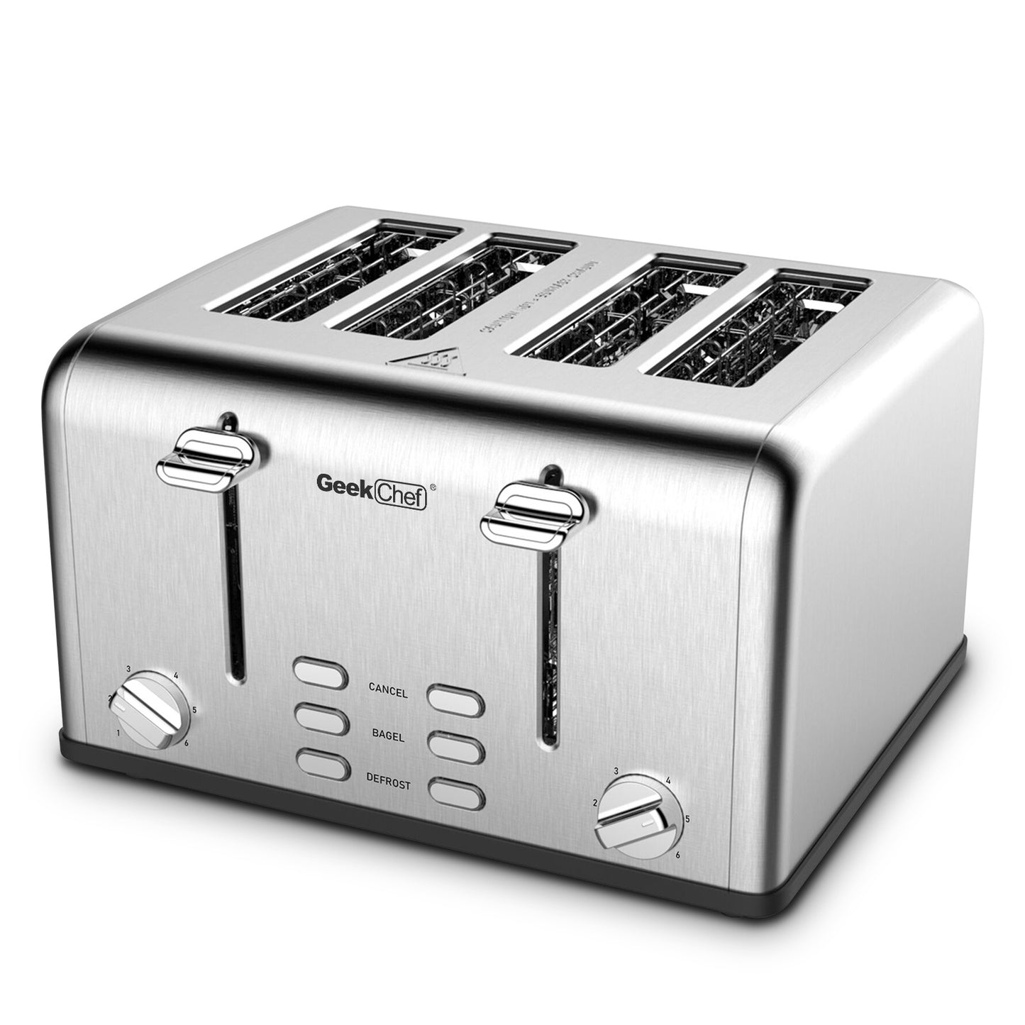 Toaster 4 Slice, Geek Chef Stainless Steel Extra-Wide Slot Toaster With Dual Control Panels Of Bagel,Defrost,Cancel Function,Ban Amazon