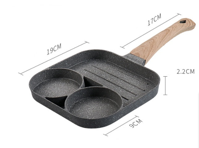 Multi Functional 4 Hole Frying Pan Non Stick Breakfast Burger Egg Pancake Maker Medical Stone Four Hole Omelet Pan