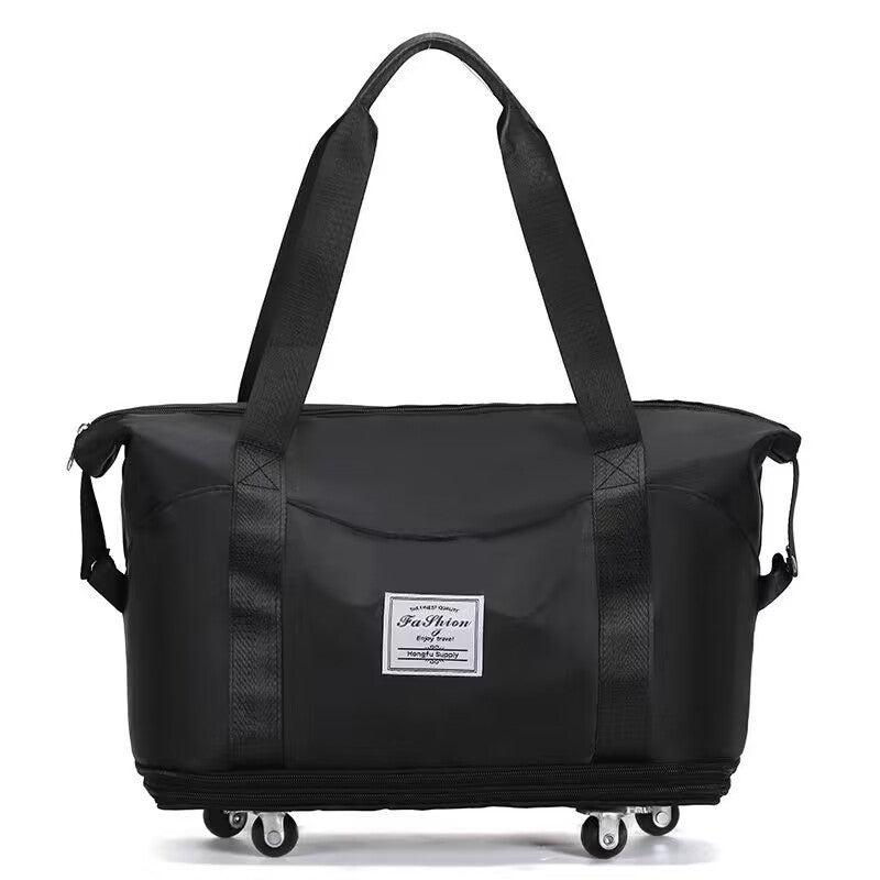 Large Capacity Travel Bag Folding Dry Wet Separation Luggage Bag With Wheels