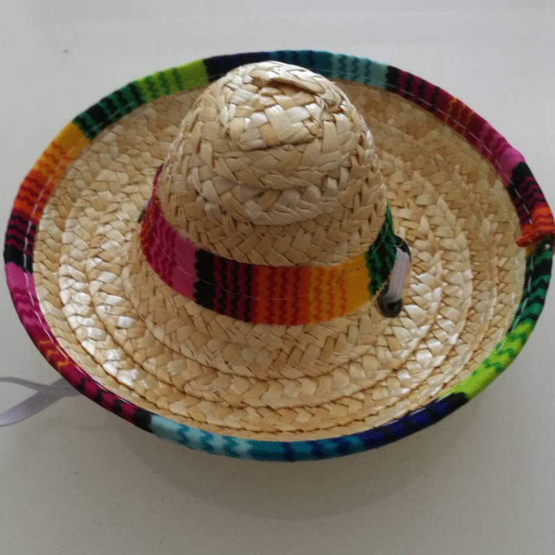 Pet Supplies Straw Woven Mini Pet Dog Straw Hat Pet Mexican Straw Hat Pet Cat Sun Hat