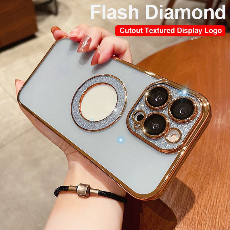 Electroplating Soft Diamond Ring Phone Case Drill Leakage Standard Mobile Phone Case Lens Film