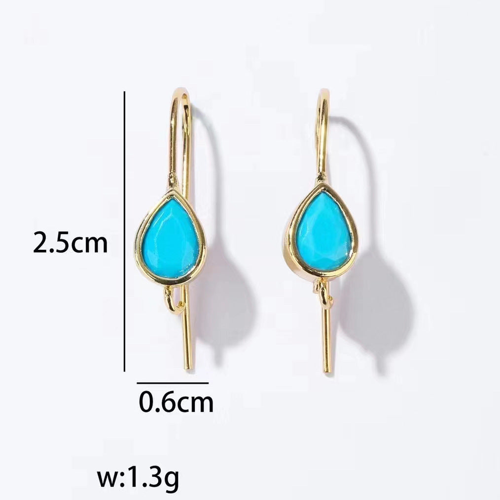 Minimalist Water Drop Zircon Ear Hook Accessories DIY Copper Plating