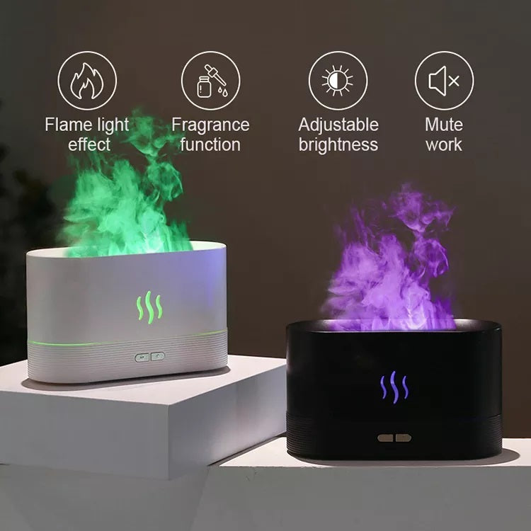 2025 Best Selling USB Ultrasonic Flame Humidifier Led RGB Colorful Essential Oil Fire Flame Aroma Diffuser