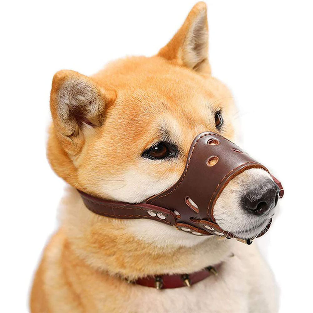 Dog Muzzle Leather, Comfort Secure Anti-Barking Muzzles For Small Medium Large Dogs, Breathable And Adjustable, Allows Drinking And Panting, Used With Collars