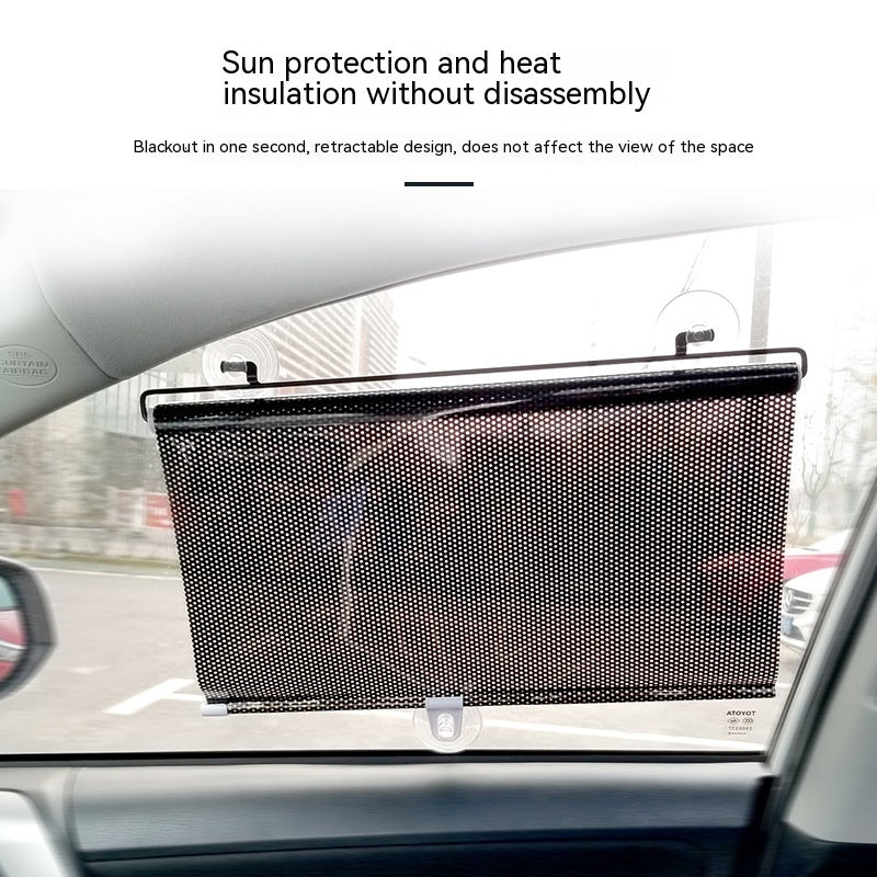 Car Automatic Winding Automatic Retractable Thermal Insulation Shutter Silver Laser Car Sunshade