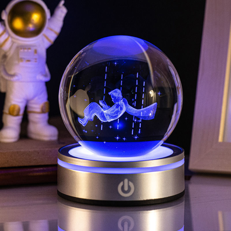 Creative 3D Inner Carving Luminous Crystal Ball Colorful Gradient Small Night Lamp Home Decorations Gifts Selection