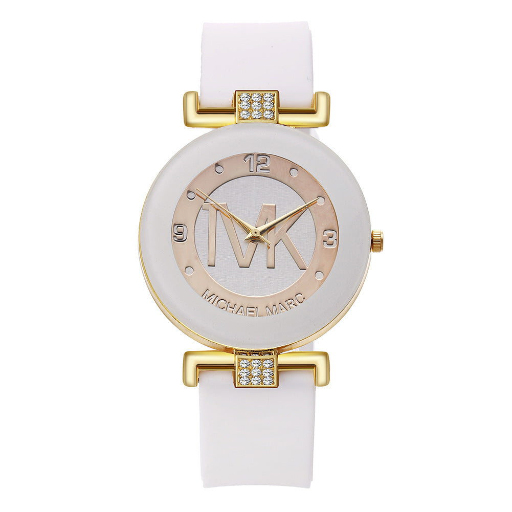 Fashion Women's Diamond Silicone Strap Quartz Watch