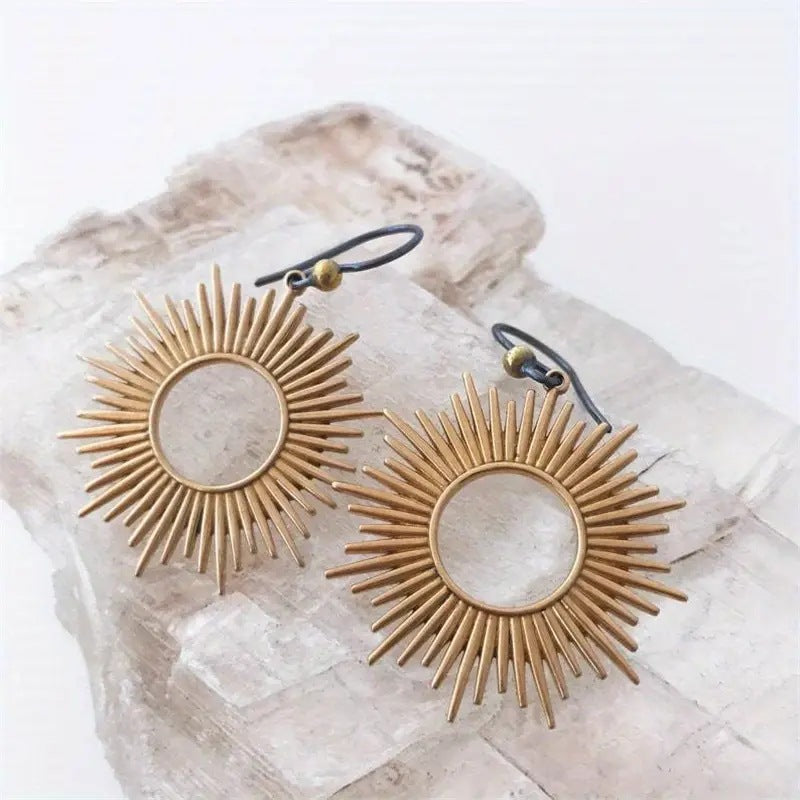 Bohemian Vintage Ring Hollow Metal Distressed Earrings