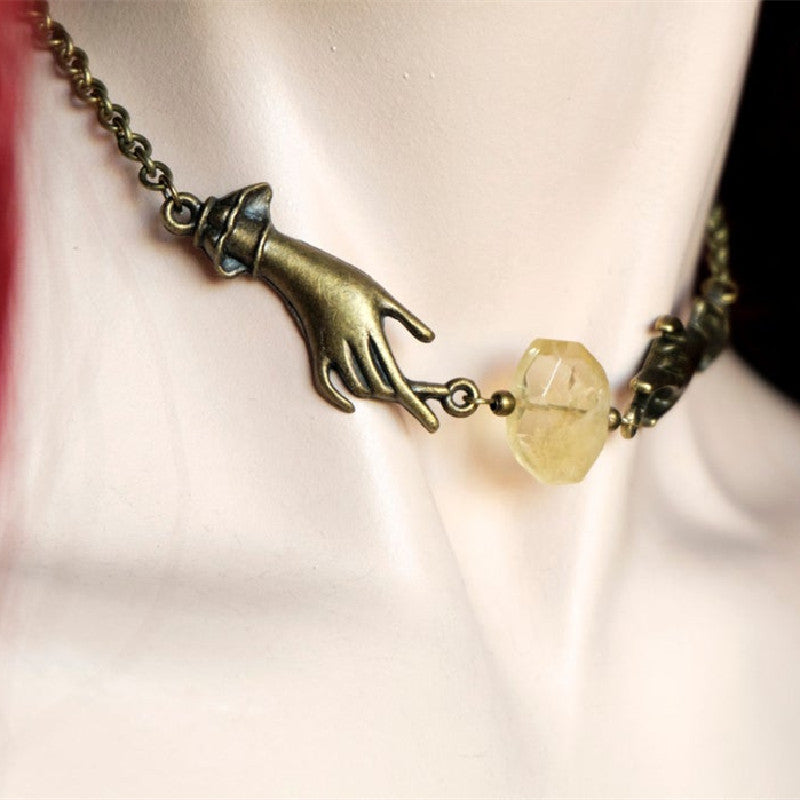 Bronze Hand Yellow Drunk Lemon Stone Fashion Ladies' Pendant Necklace