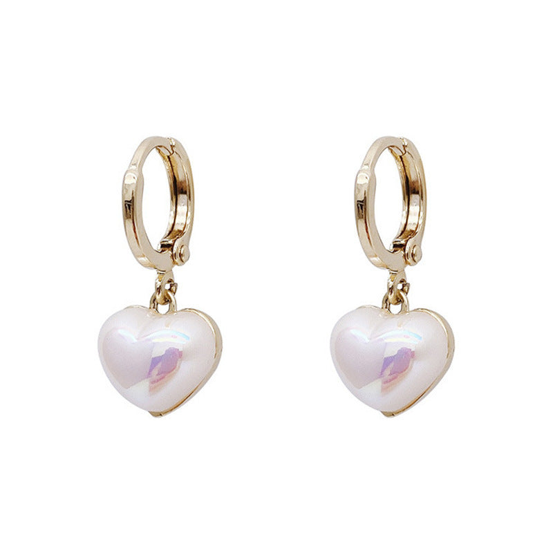 Peach Heart Pearl Earrings Women's Earrings High-grade Special-interest Design Love