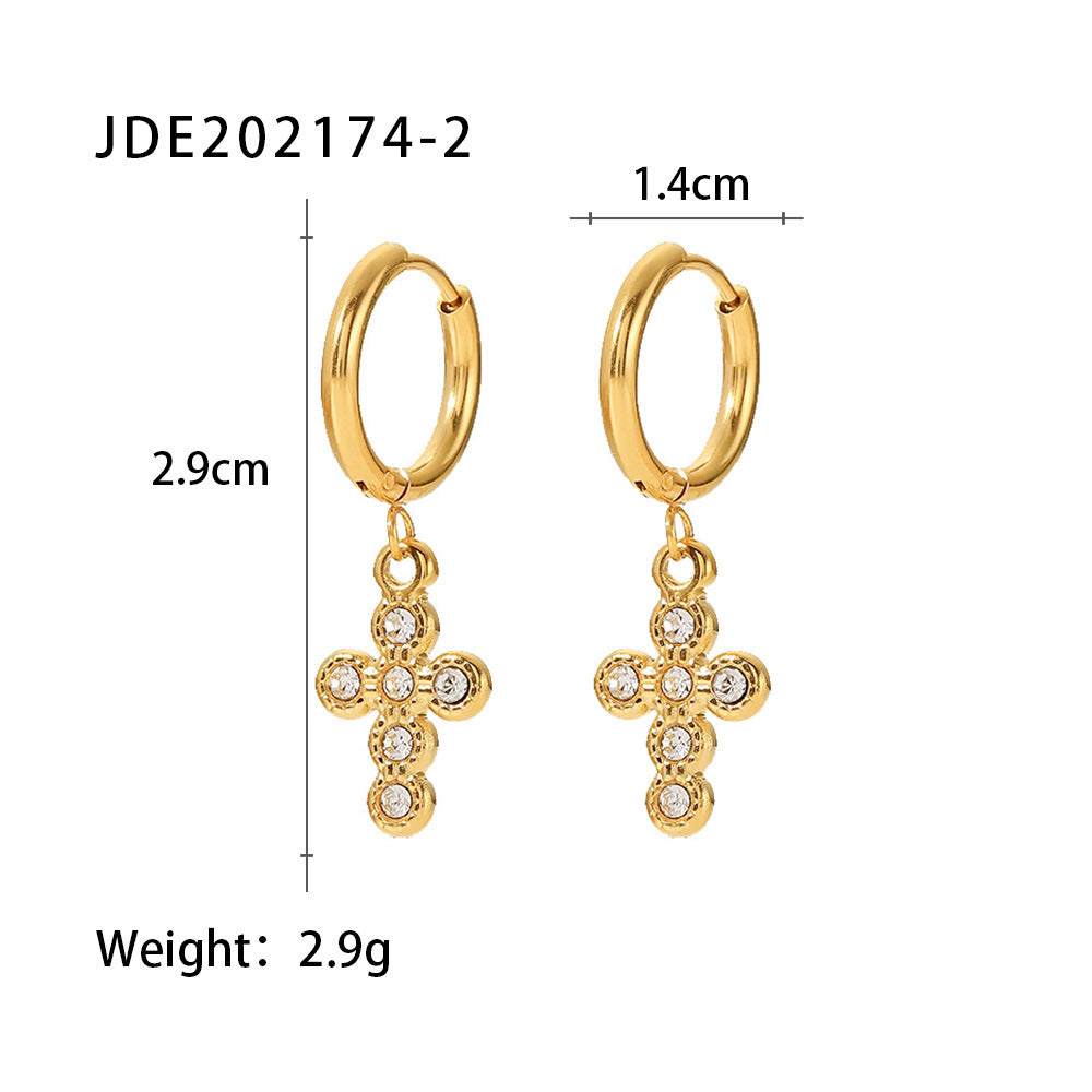 French Fashion All-match Titanium Steel Earrings 18K Gold Stainless Steel