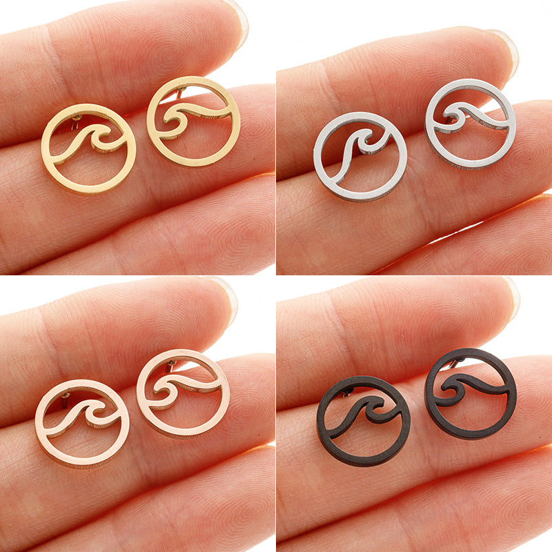 Stainless Steel HAILANG Stud Earrings Ins Fashion Geometry Pattern Simple Round