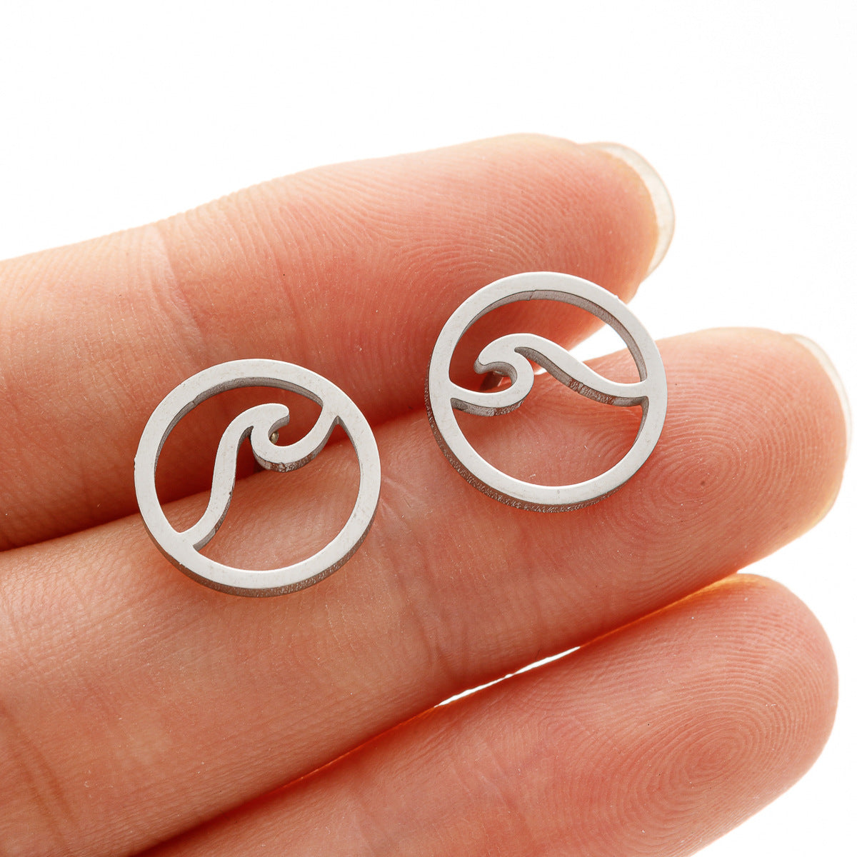 Stainless Steel HAILANG Stud Earrings Ins Fashion Geometry Pattern Simple Round