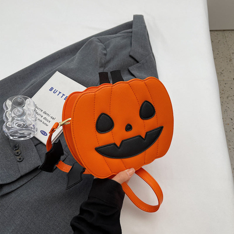 2025 Halloween Bags Funny Pumpkin Cartoon Shoulder Crossbody Bag With Bat Personalized Creative Female Bag