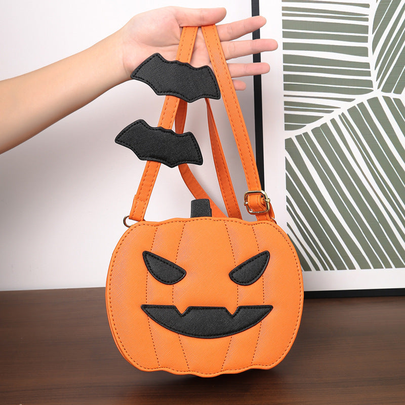 2025 Halloween Bags Funny Pumpkin Cartoon Shoulder Crossbody Bag With Bat Personalized Creative Female Bag