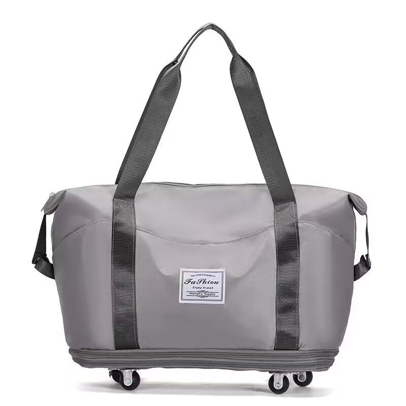 Large Capacity Travel Bag Folding Dry Wet Separation Luggage Bag With Wheels