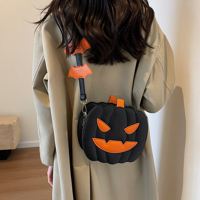 2025 Halloween Bags Funny Pumpkin Cartoon Shoulder Crossbody Bag With Bat Personalized Creative Female Bag