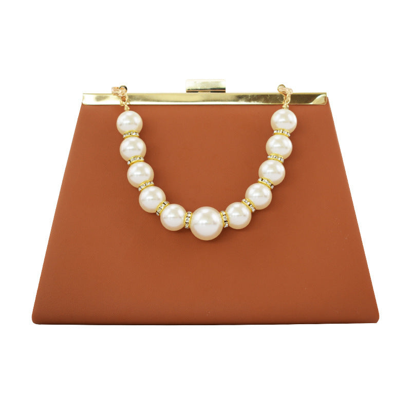 European And American Pearl Chain Shoulder Bag Sheepskin Pattern