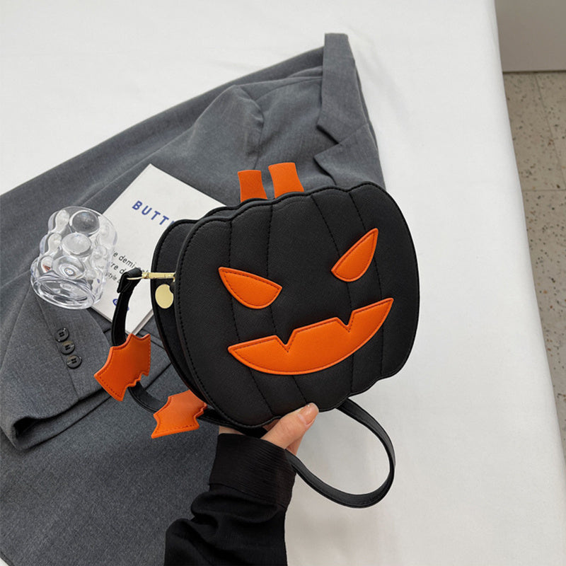 2025 Halloween Bags Funny Pumpkin Cartoon Shoulder Crossbody Bag With Bat Personalized Creative Female Bag