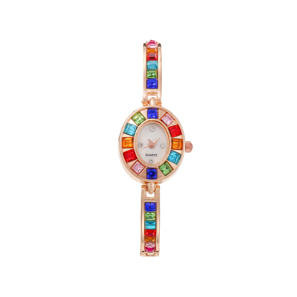 Fashion Small Oval Colorful Crystals Watch