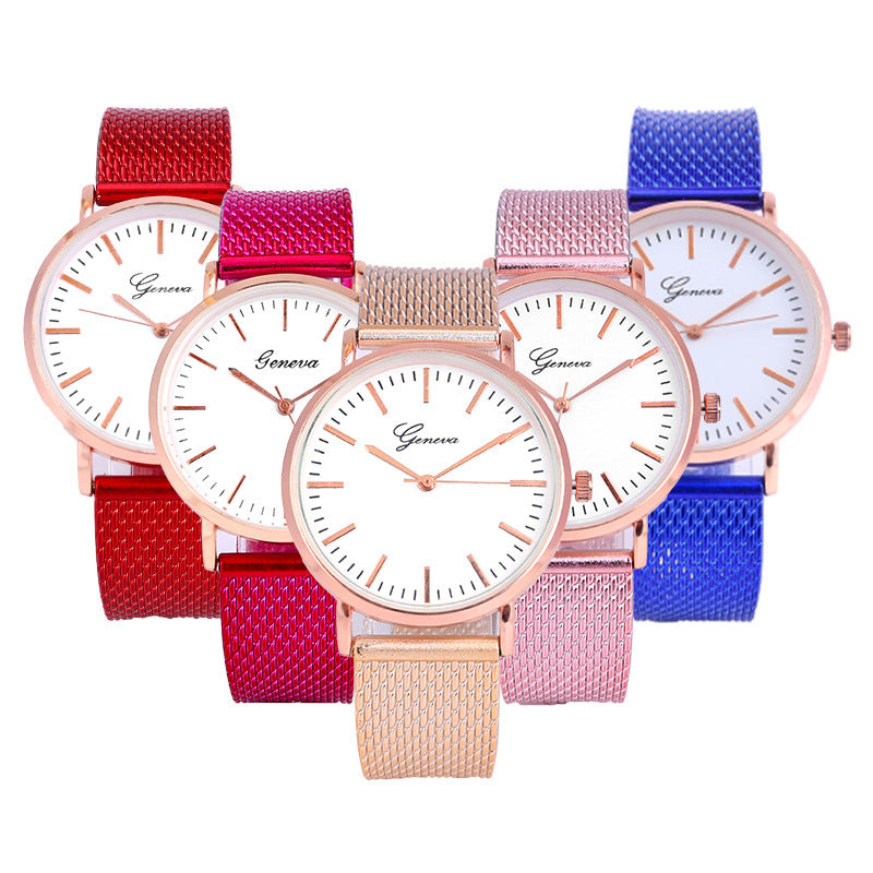 Geneva Watch Dial Plate Mesh Belt Female Minimalist Thin